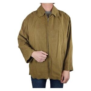 Ermenegildo Zegna Silk Blend Harrington Jacket Khaki Classic Old Money Style M